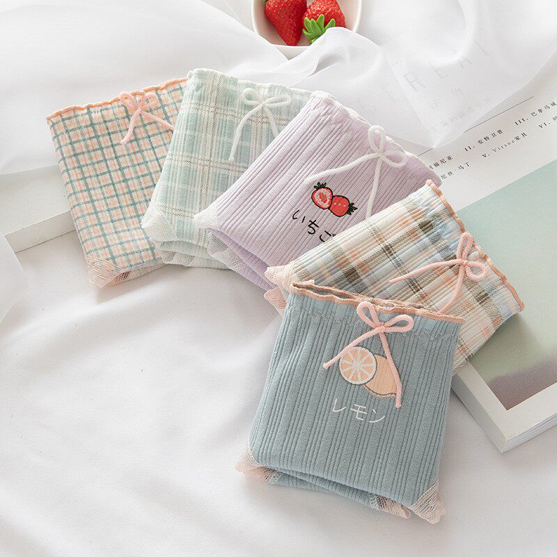 Ladies underwear girl's pure cotton breathable cute girl trousers day sexy girl triangle shorts light color 5