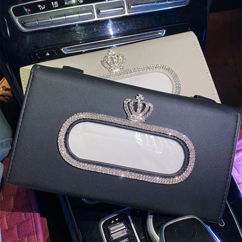 Diamond-studded car hanging tissue box car interior decoration sun visor removable toilet paper car removable toilet paper box car accessories ornaments