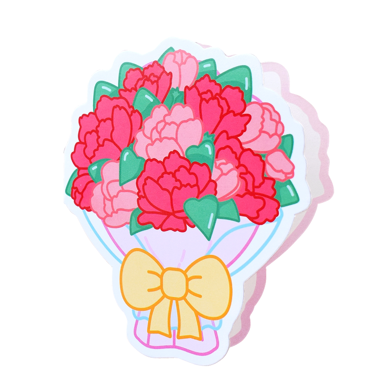Valentine's Day flower bouquet shape message blessing card