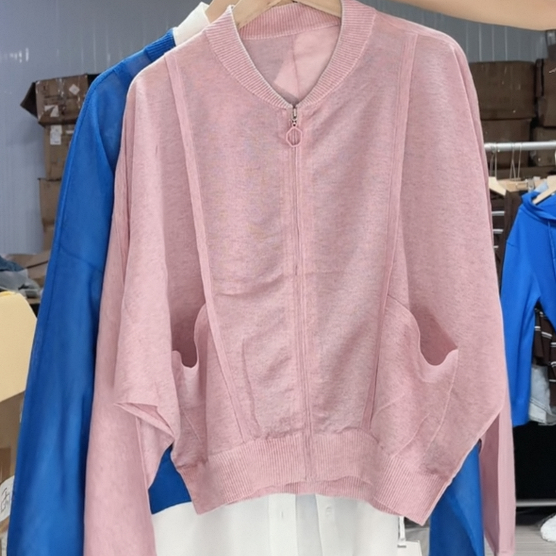 Expensive Brand Lau Thin Knit Cardigan Zipper Jacket