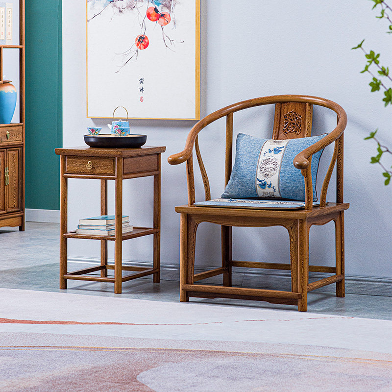 Yunqiwei mahogany furniture chicken wing wood double layer with tea table Chinese style solid wood balcony tea table small side corner table