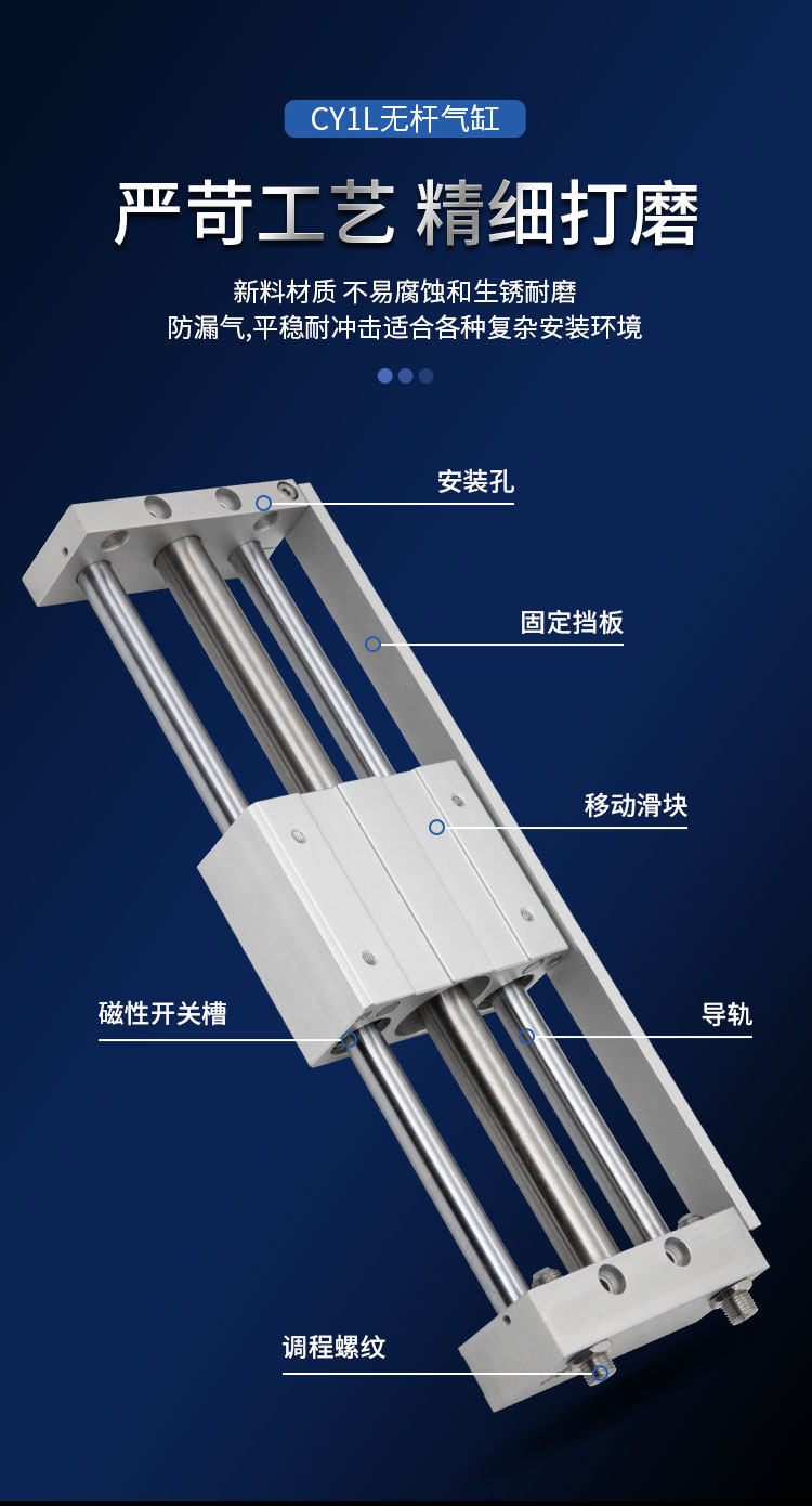 Цилиндр 磁偶式无杆气缸cy1l32/40-100-200-300-400-500-600-带液压缓冲器