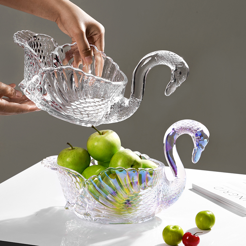 Creative Swan Crystal Glass Fruit Pan European Style Modern Living Room Tea Table Home Zero Food Dried Fruit Candy Fruit Plate-Taobao