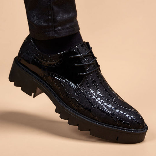 Men's Leather Shoes 2025 Winter New Style British Style Business Formal Casual Shoes Men's Thick-Soled Height-Increasing Men's Shoes