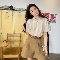 The small deers puff tranquil summer night relaxation temperament comfortable tencel shirt full cotton shorts suit