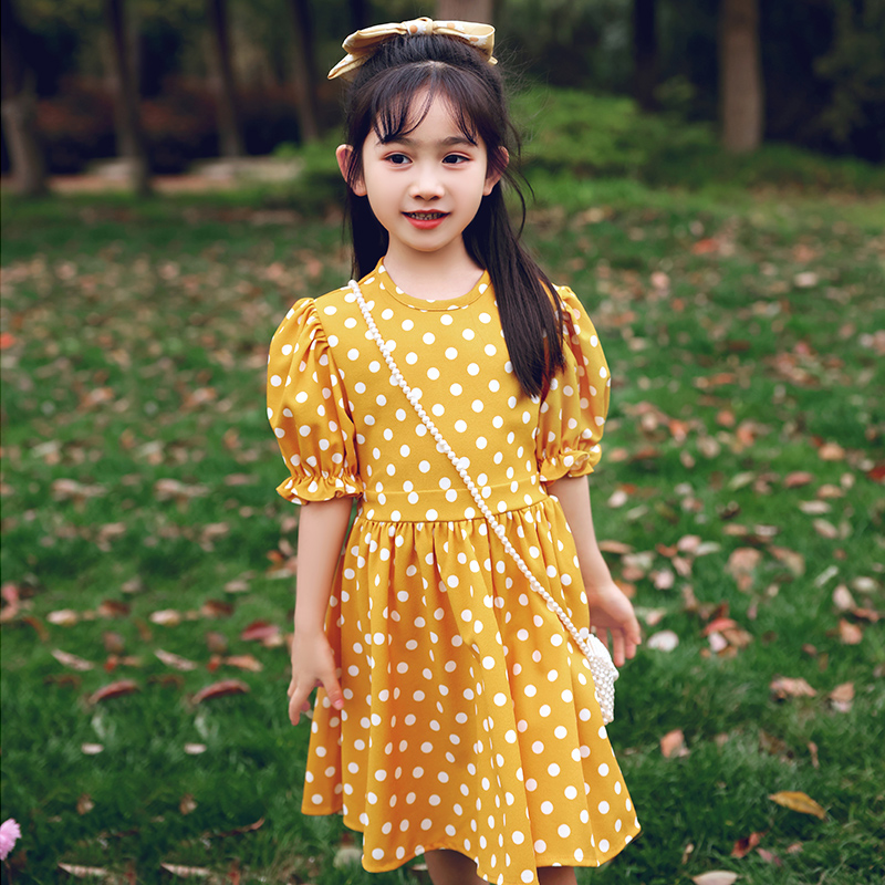 Girls cheongsam dress autumn 2022 new Chinese style children's little girl fresh and foreign style yellow dress