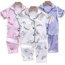 Girls Pajamas Pants Set Summer Air-Conditioned Clothing Todd