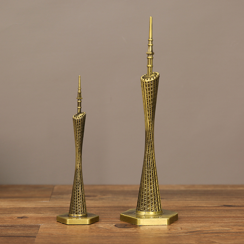 Guangzhou Tower Small Waistline Metal Architectural Model Tourist Souvenir Small Gift Gift Desktop Decoration Ornament