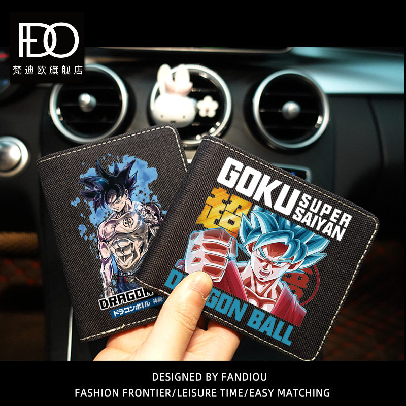 Japanese anime canvas wallet seven dragon beads around the personality tide dragon ball super teen 3 discount wallet male short