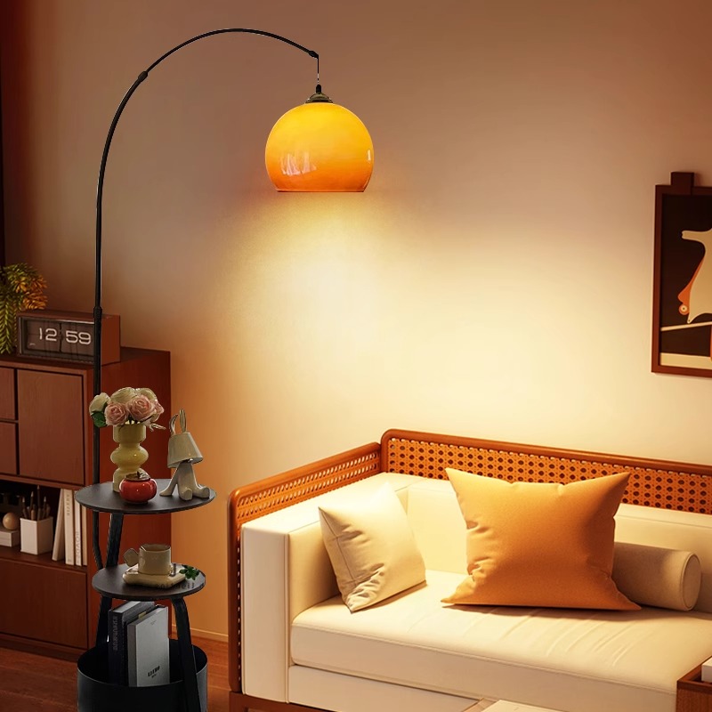 グレープフルーツフロアランプリビングルームソファサイド収納コーヒーテーブル2025年新作デザイナーレトロ中世寝室釣りランプ