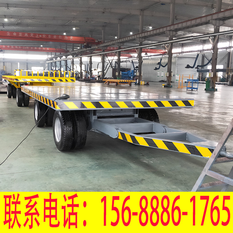 Hubei Suizhou stacker towed flatbed truck to four-wheel iron plate pallet heavy material handling turnaround trailer