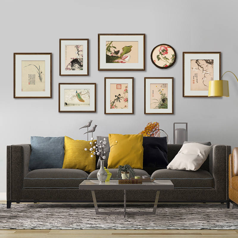 Solid Wood Wall-Mounted Background Wall Combination Painting, New Chinese-Style Living Room Photo Wall, Song-Style Decorative Painting, Modern Chinese-Style Photo Frame Solid Wood Wall-Mounted Background Wall Combination Painting, New Chinese-Style Living Room Photo Wall, Song-Style Decorative Painting, Modern Chinese-Style Photo Frame