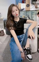 Large size irregular T-shirt female summer New slightly fat MM design sense niche short sleeve split fold short top