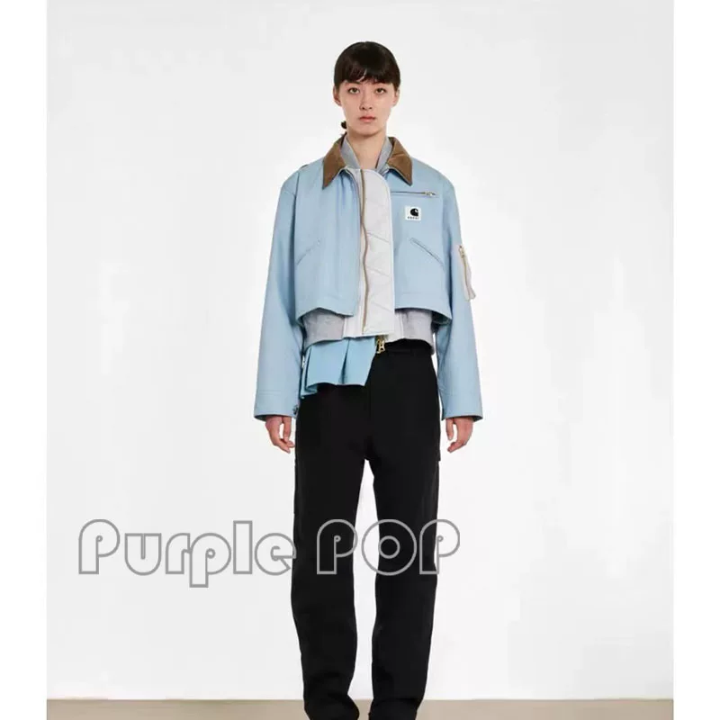 [POP Sacai x Carhartt Кархарт совместная джекет-пиджак с нашивками]