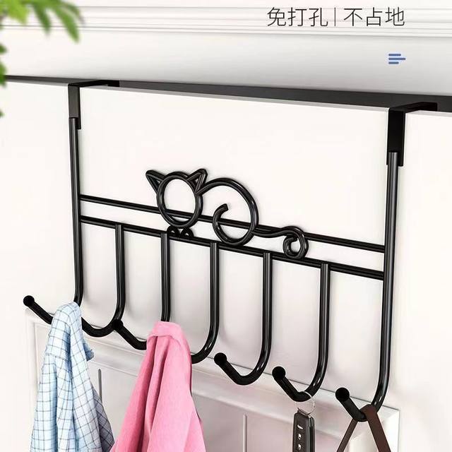 Door rear hook without hole punching door hanging clothes hanger wall hanging bedroom wall hanging clothes hat storage rack