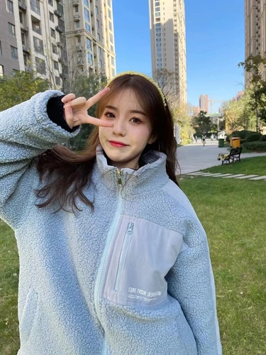 oversize羊羔毛绒外套女秋冬加绒加厚新款宽松高领百搭夹克ins潮