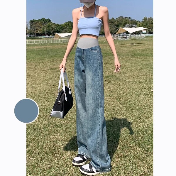 Maternity Jeans 2026 New Spring and Autumn Outerwear Cigarette Straight-Leg Pants Early Pregnancy Winter Wear Belly Support Wide-Leg Pants