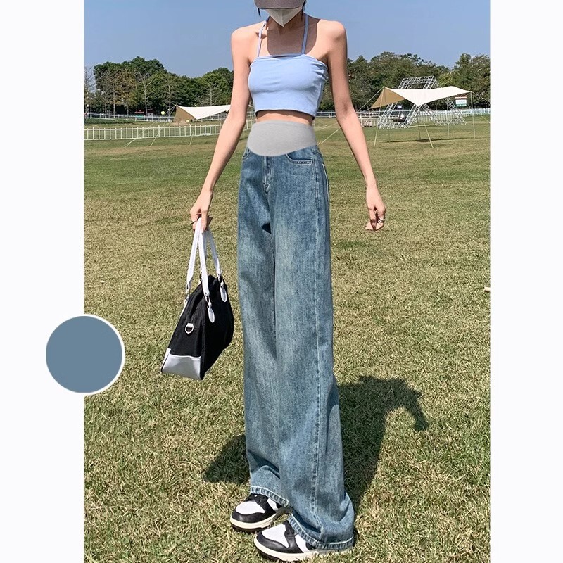 Maternity Jeans 2026 New Spring and Autumn Outerwear Cigarette Straight-Leg Pants Early Pregnancy Winter Wear Belly Support Wide-Leg Pants