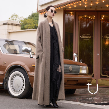 TU女装 重工加厚牦牛绒拉绒大衣25年冬季新款松弛感毛呢外套