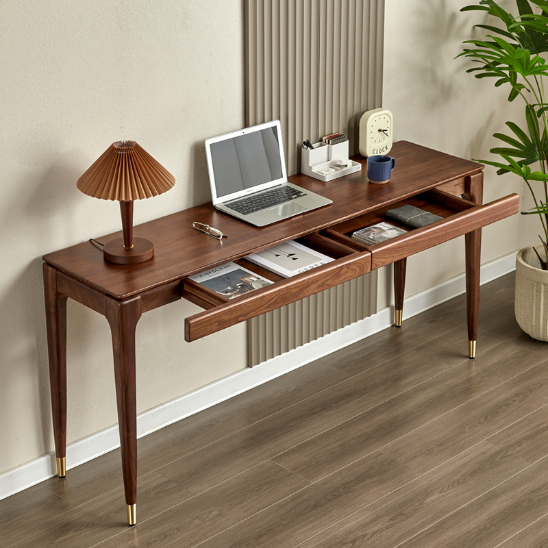 Black Walnut Extremely Narrow Desk, Long Computer Desk, Writing Desk, Double Study Desk, Simple Workbench, All Solid Wood