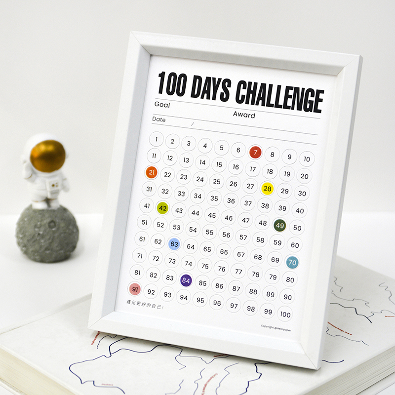 100-Day Check-In Photo Frame Display Stand, 100-Day Self-Discipline Habit Formation Goal Tracker, Office Workstation Desktop Decoration Painting, Creative Calendar, Student Planner, Solid Wood, Simple Original Design 100-Day Check-In Photo Frame Display Stand, 100-Day Self-Discipline Habit Formation Goal Tracker, Office Workstation Desktop Decoration Painting, Creative Calendar, Student Planner, Solid Wood, Simple Original Design