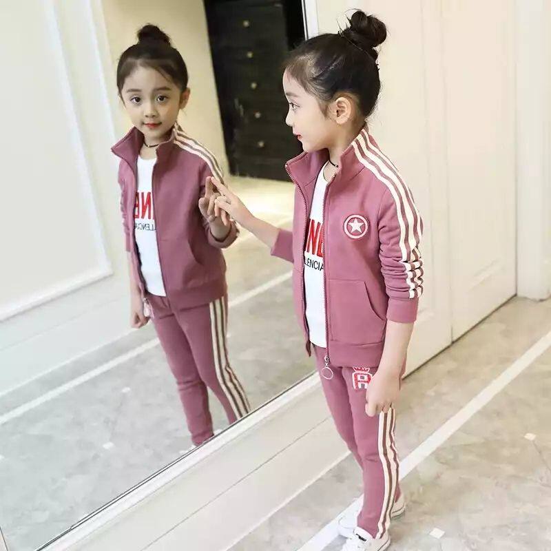 Girls Spring Fashion Set 2022 new children's fashion and leisure thick cotton two - piece set of large children's superocean tide