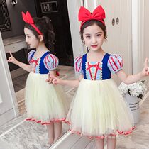 Girls dress for dress and summer clothes 2022 new childrens clothes foreign air girls CUHK Summer skirts White Snow Princess