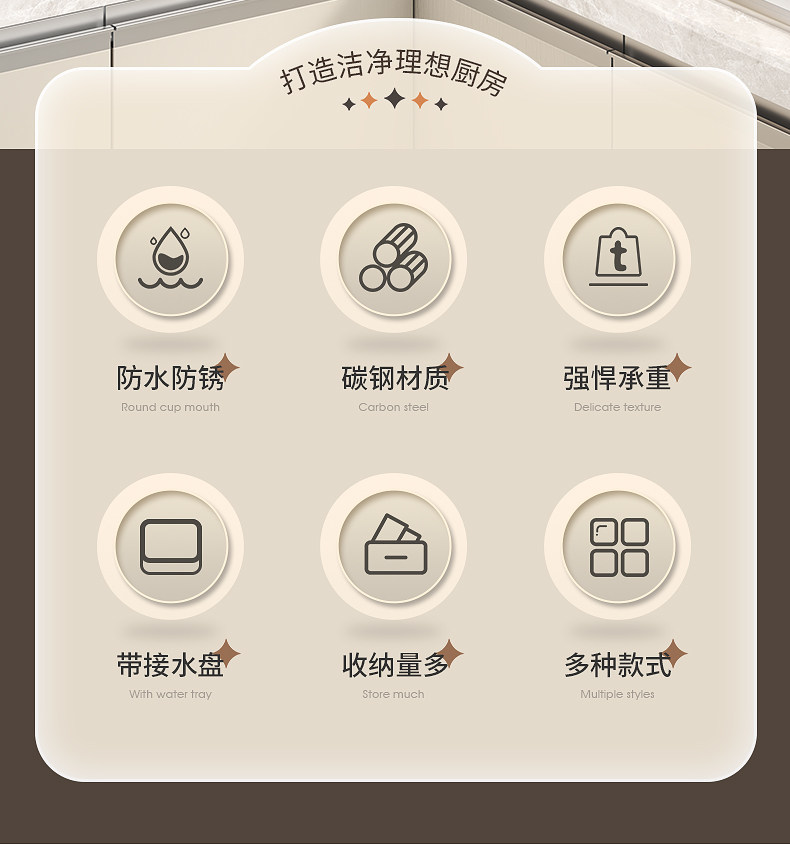 Сушилка 厨房台面置物架多功能碗盘带接水盘碗碟收纳层架筷子筒放锅盖沥水架