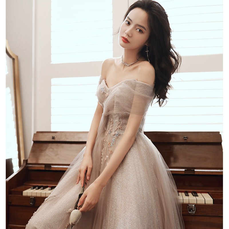 Long elite evening dress, open shoulders Long elite evening dress, open shoulders