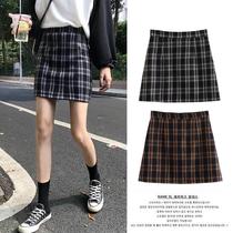 Child Joker womens bag hip skirt skirt spring students high waist summer skirt 2021 Plaid Korean new A- line dress