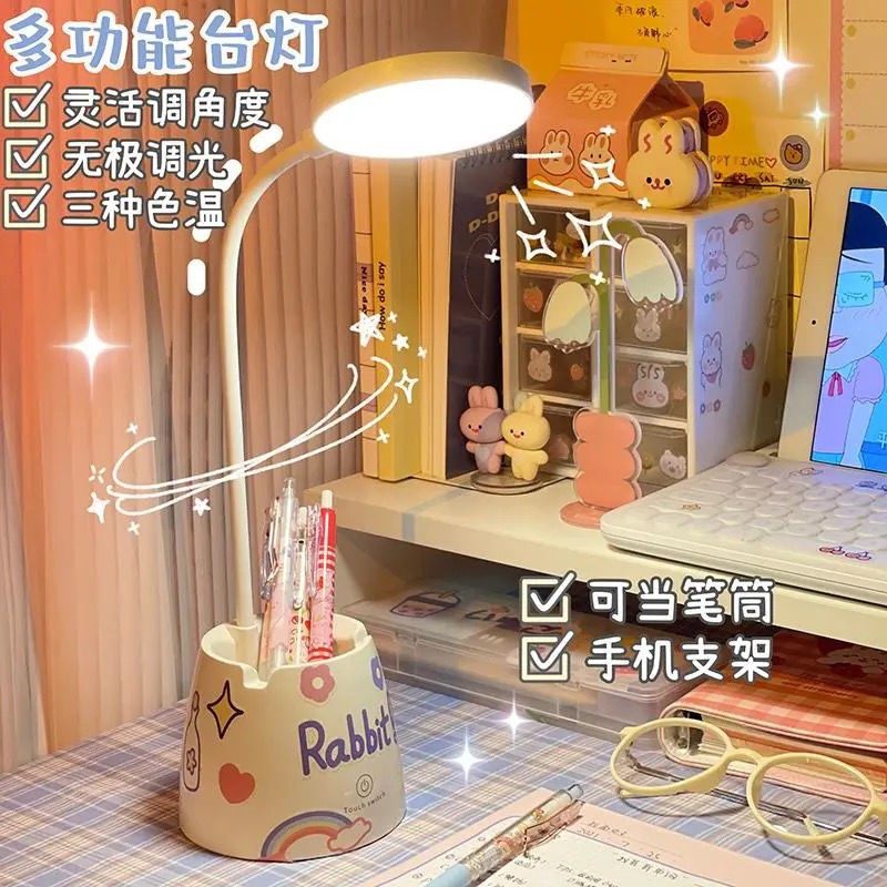 Day-style Desktop ins Wind Dormitory Charging Table Lamp Student Brief Pen Holder containing box eye care Three-color reading