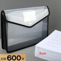 Thickened transparent file bag a4 Solid press buckle bag Large capacity student paper containing A3 information waterproof tutorial bag