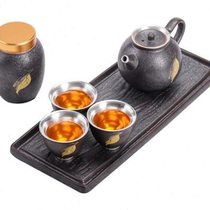 High-end Ruirong gold and silver spot travel tea set set gilt silver teapot tea cup drinking tea kung fu tea set silver cup dry