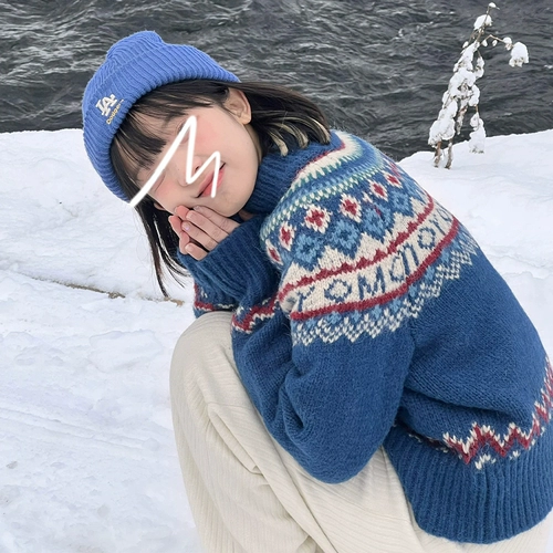 Синий свитер, демисезонная куртка, ретро кардиган с молнией