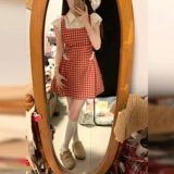 Милый красный комплект, летнее платье, летние подтяжки, мини-юбка