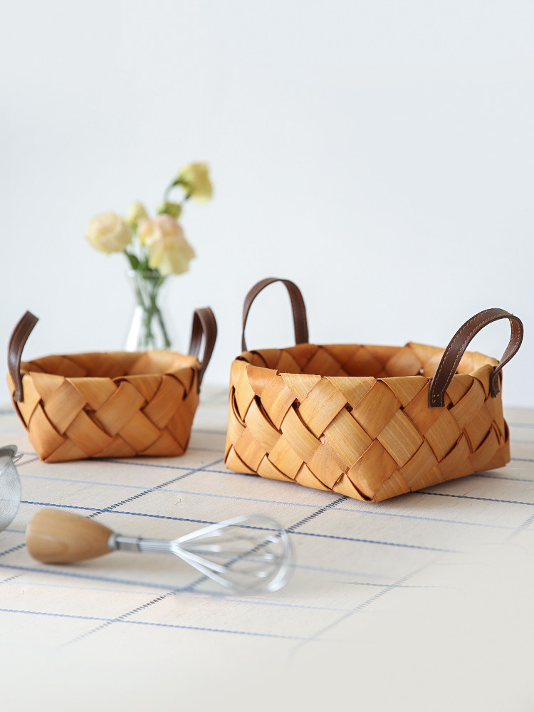 Kawako Island Fruit Basket Weaving Basket Handle Basket Bakery Basket Table Snack Basket Picnic Basket