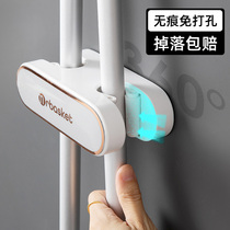 Mop Hook Free of punch Divine Instrumental Bathroom Wall-mounted Mop Clip with Powerful Viscose Buckle Shelve