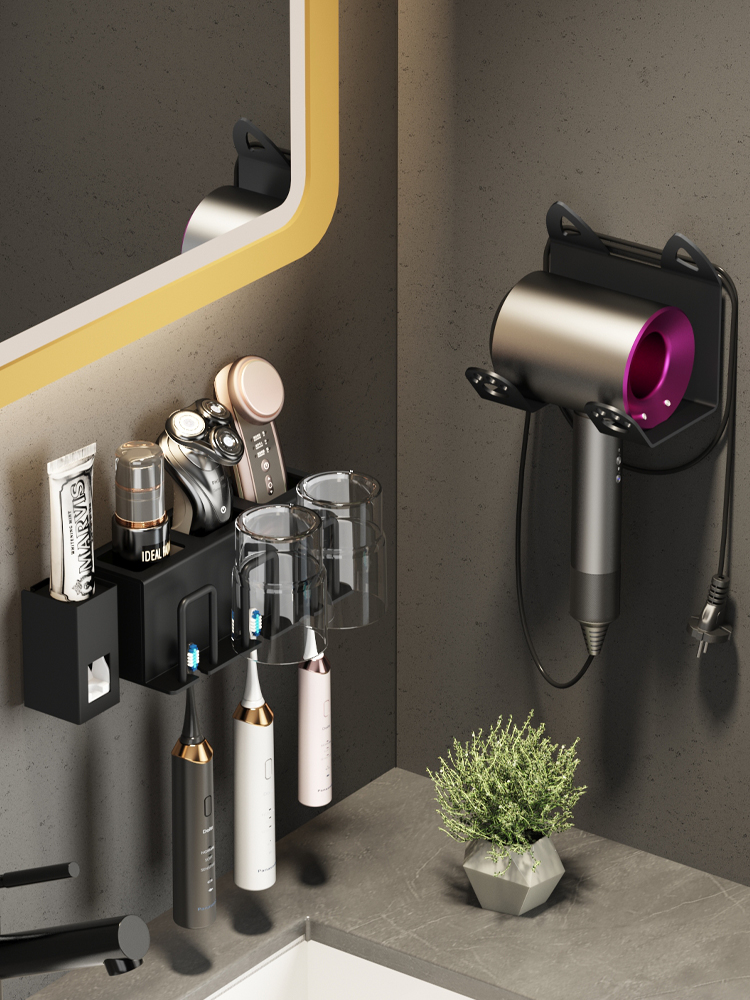 Toothbrush shelve free of punch mouthwash cup toothbrushing cup hanging wall-style dressing room toilet wall-mounted light and luxurious children