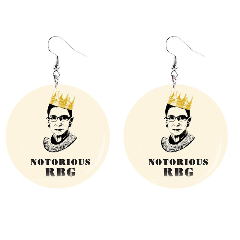 Wooden Ruth Bader Ginsburg Earrings RBG Laser Cut Dangle Jewelry