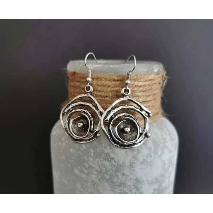 Creative Spiral Round Hollow Earrings Fashion Geometric Oversized Alloy Dangle Jewelry