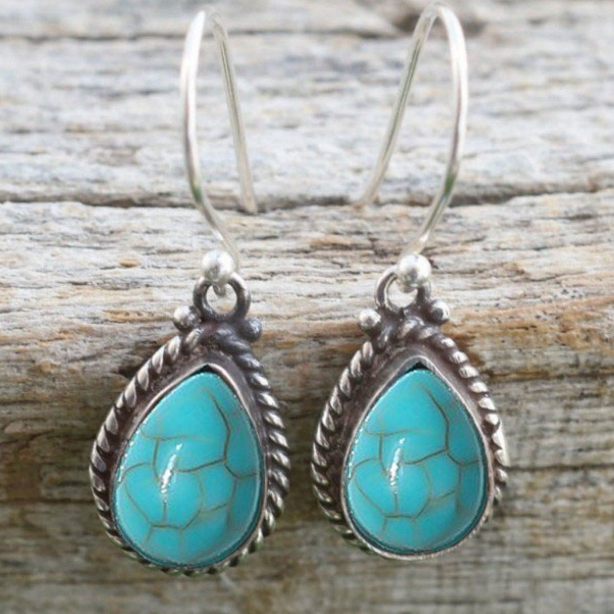 Bohemian Teardrop Vintage Turquoise Alloy Earrings for Women