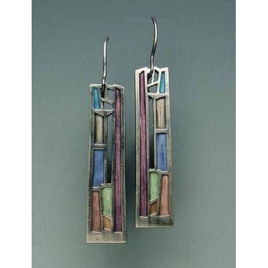 Handmade Colorful Mosaic Drop Earrings 925 Silver Plated Vintage Thai Silver Opal Jewelry