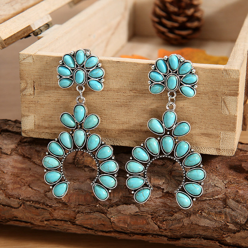 Vintage Geometric Turquoise Earrings