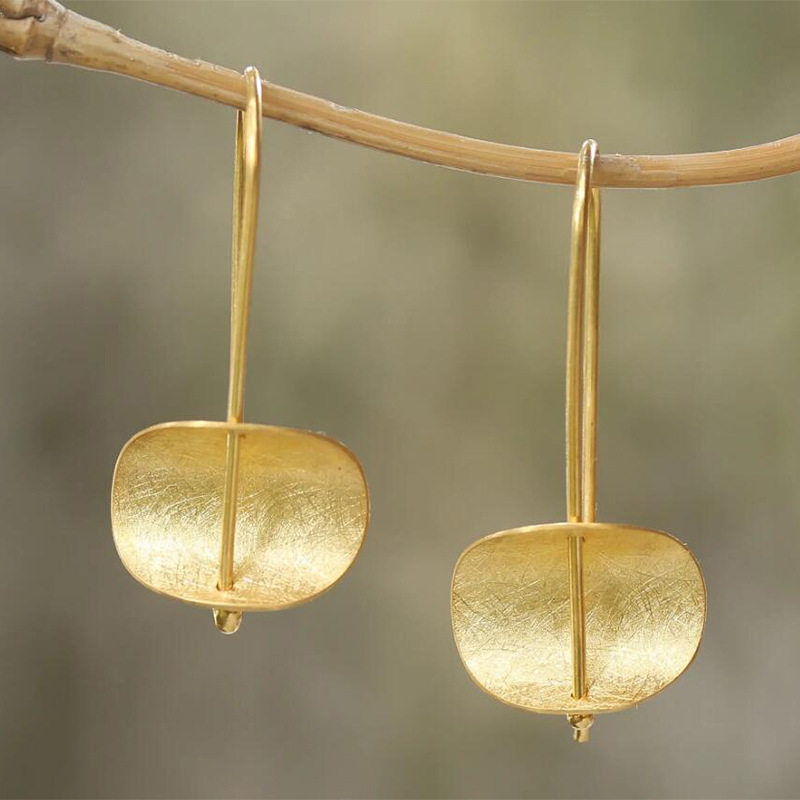 Creative Brushed Platinum-Plated 925 Silver Earrings | Fashion Concave Hook Dangles for Women