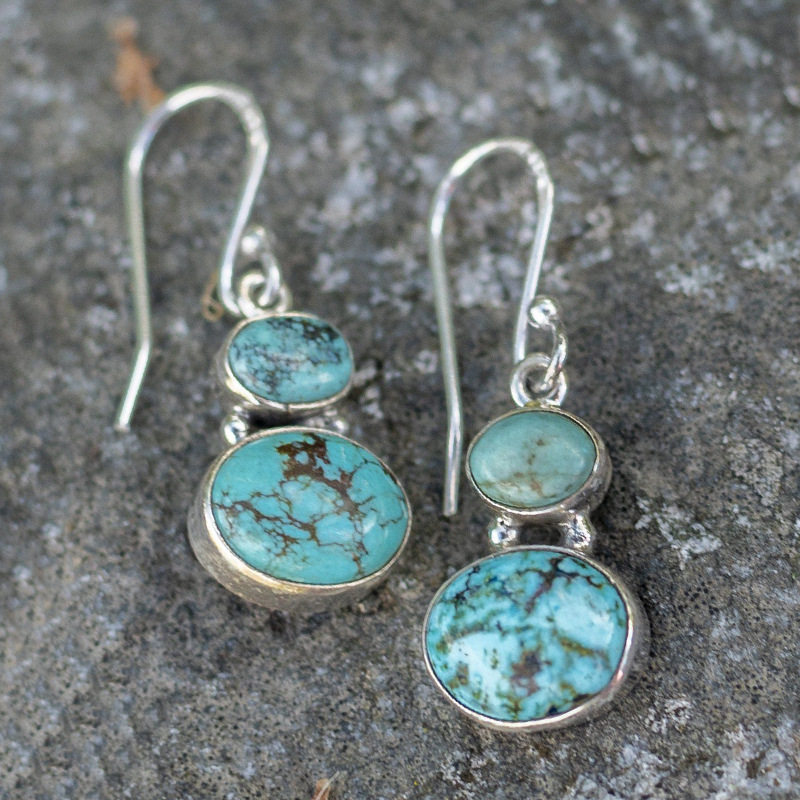 3E3C Bohemian Turquoise Earrings | Vintage Ethnic Style Statement Dangle Jewelry for Women