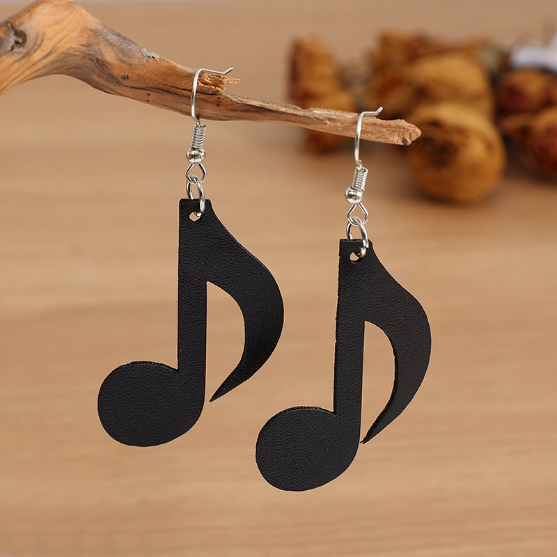 Western Streetwear Hip-Hop Music Note Earrings Women's PU Dangle Jewelry