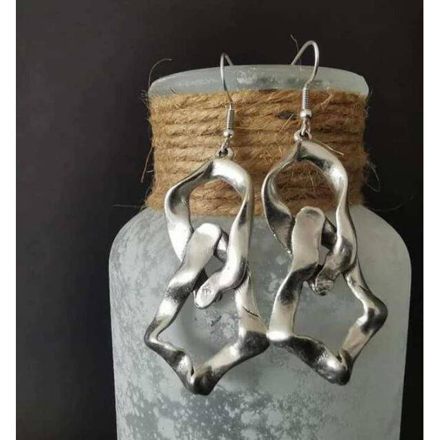 Creative New Hollow Alloy Earrings Cross Double Hoop Fashion Jewelry