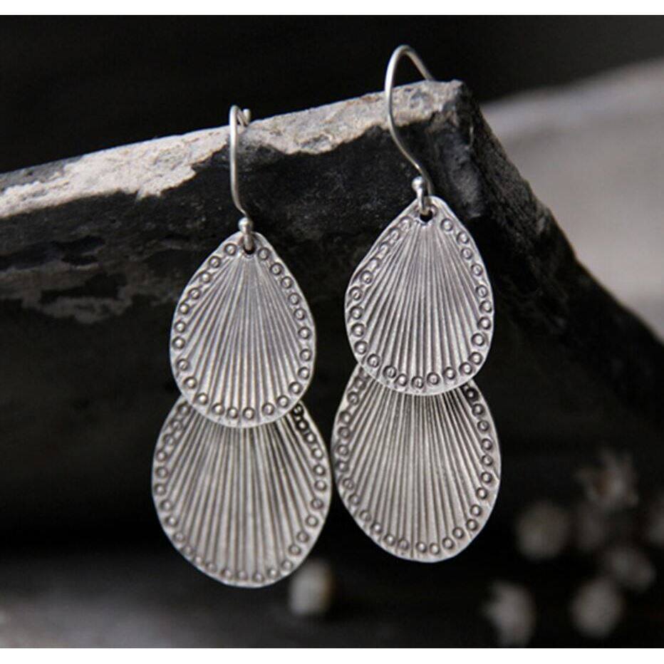 3E3C Vintage Ethnic Leaf Earrings | Handmade Unique Fairycore Dangle Statement Jewelry for Women