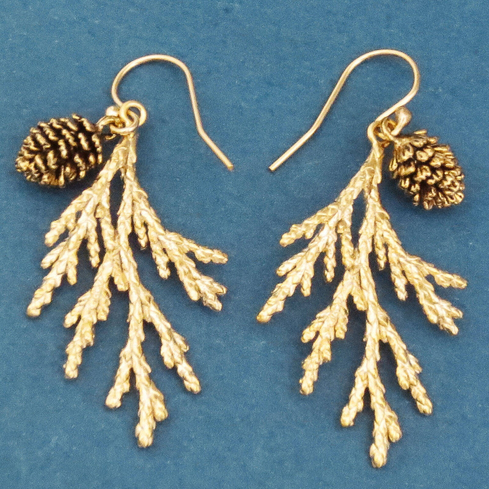 Vintage Creative Branch & Leaf Earrings Stylish Pinecone Accent Dangle Jewelry