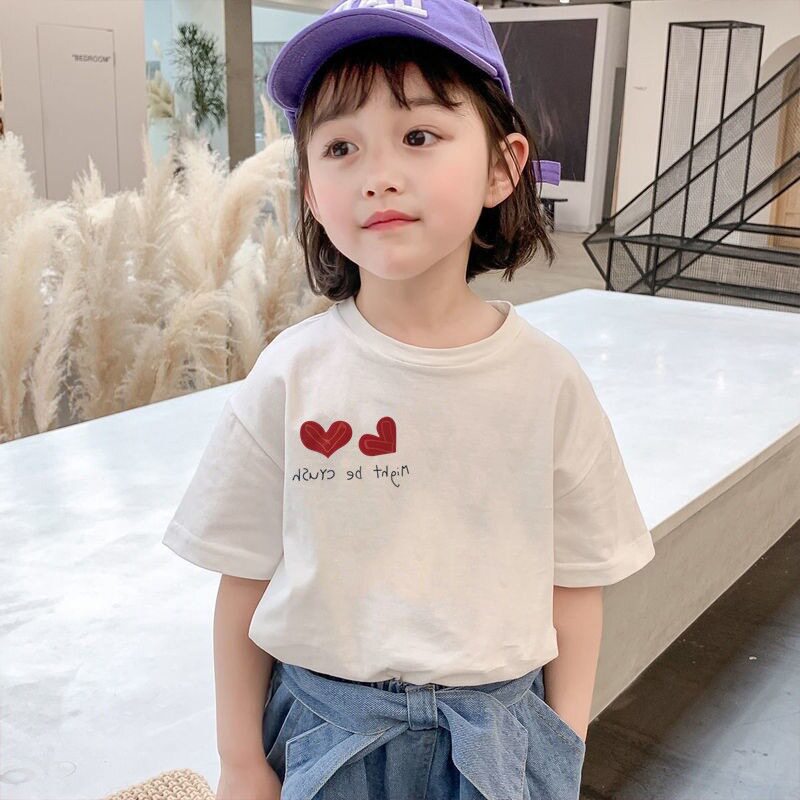2022 summer new girls' Western style children's clothing half-sleeved tops short-sleeved T-shirts summer girls' clothes